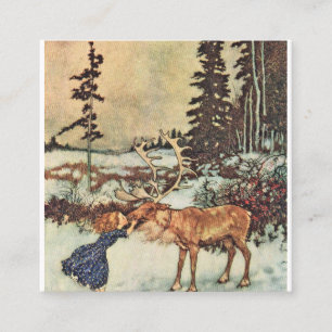 Carte De Visite Carré Gerda Et Le Reindeer - Edmund Dulac