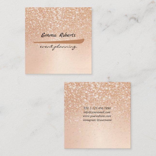 Carte De Visite Carré Gift Pink and White Glitter Modern Business card (Devant / Derrière)