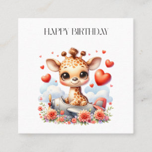 Carte De Visite Carré Girafe Avion Anniversaire