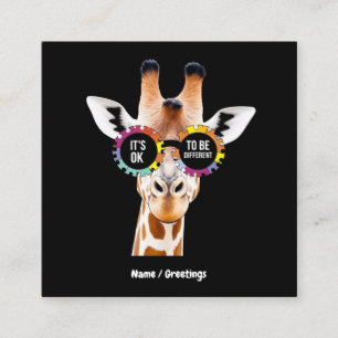 Carte De Visite Carré Girafe de sensibilisation à l'autisme C'est OK d'ê