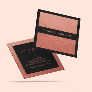 Carte De Visite Carré Girly Glam Gold Rose Gold Texture Professional
