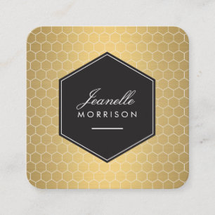 Carte De Visite Carré Glam Gold Honeycomb Motif