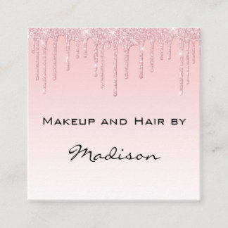 Carte De Visite Carré Glam Rose Gold Pailleté Drips Maquilleuse