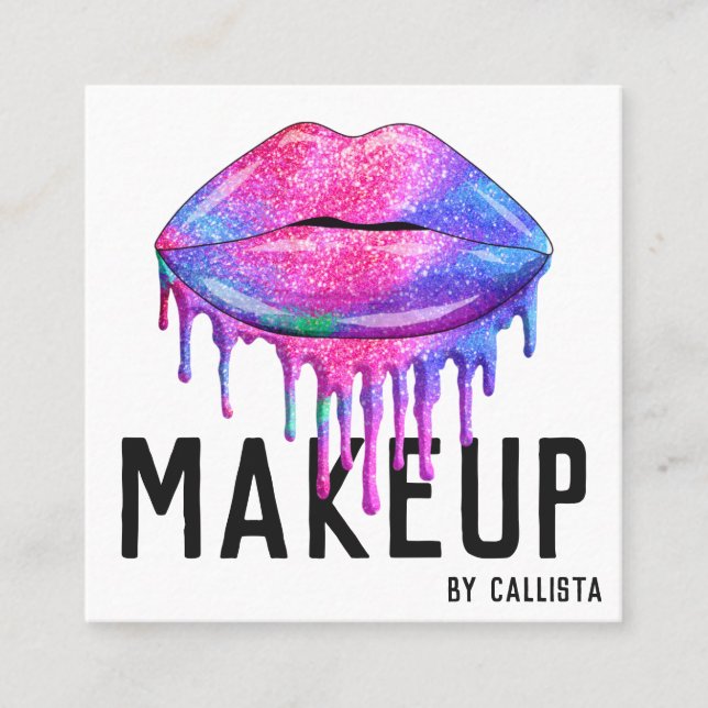 Carte De Visite Carré Glam Sparkly Mermaid Parties scintillant Drips maq (Devant)