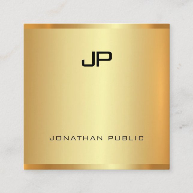 Carte De Visite Carré Glamour professionnel Faux Or Moderne Élégant (Devant)