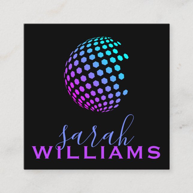 Carte De Visite Carré Globe géométrique coloré (Devant)