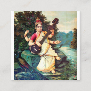 Carte De Visite Carré Goddess Saraswati By Raja Ravi Varma