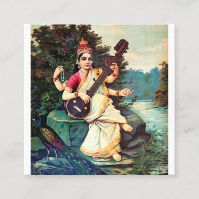 Carte De Visite Carré Goddess Saraswati By Raja Ravi Varma (Devant)
