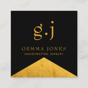 Carte De Visite Carré Gold Black Faux Gold Foil Design bijouterie