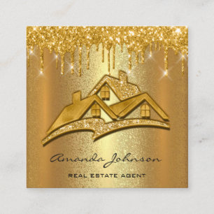 Carte De Visite Carré Gold Drivers Custom Logo House Real Estate Agent