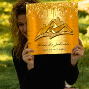 Carte De Visite Carré Gold Drives Logo Maison agent immobilier de luxe