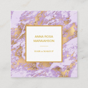 Carte De Visite Carré *~* Gold Foil Girl Luxe Lavender Marble Modern