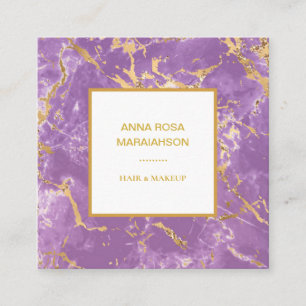 Carte De Visite Carré *~* Gold Foil Lavender Marbre Moderne Luxe Girly