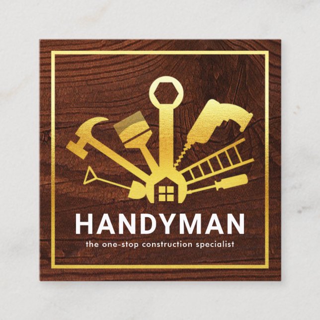 Carte De Visite Carré Gold Handyman Tools Home Building (Devant)