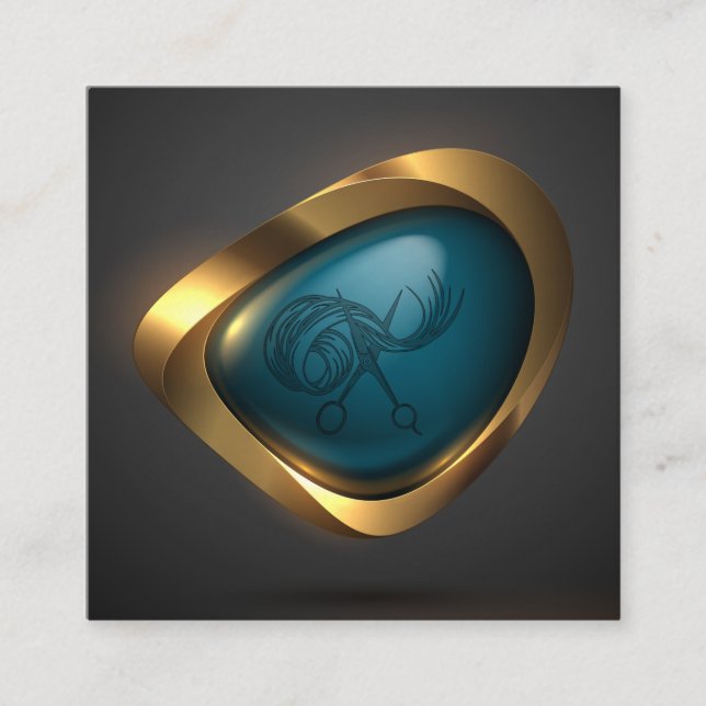 Carte De Visite Carré Gold Logo moderne Coiffeur professionnel (Devant)