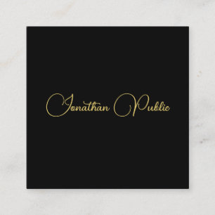 Carte De Visite Carré Gold Look Calligraphié Nom de script Simple Modèle