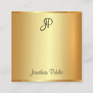 Carte De Visite Carré Gold Look Moderne manuscrit Monogramme Script