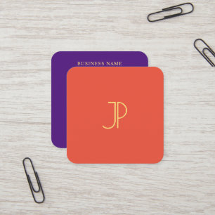 Carte De Visite Carré Gold Look Monogramme Tendance Couleurs Modèle mod