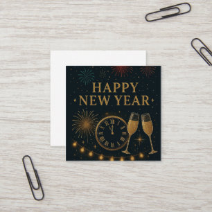 Carte De Visite Carré Gold New Year