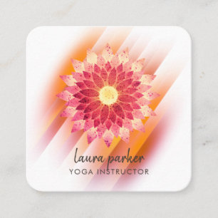 Carte De Visite Carré Gold Rose Lotus Fleur Yoga Instructeur Zen Art