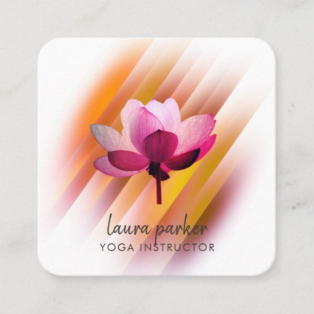 Carte De Visite Carré Gold Rose Lotus Fleur Yoga Instructeur Zen Art (Devant)