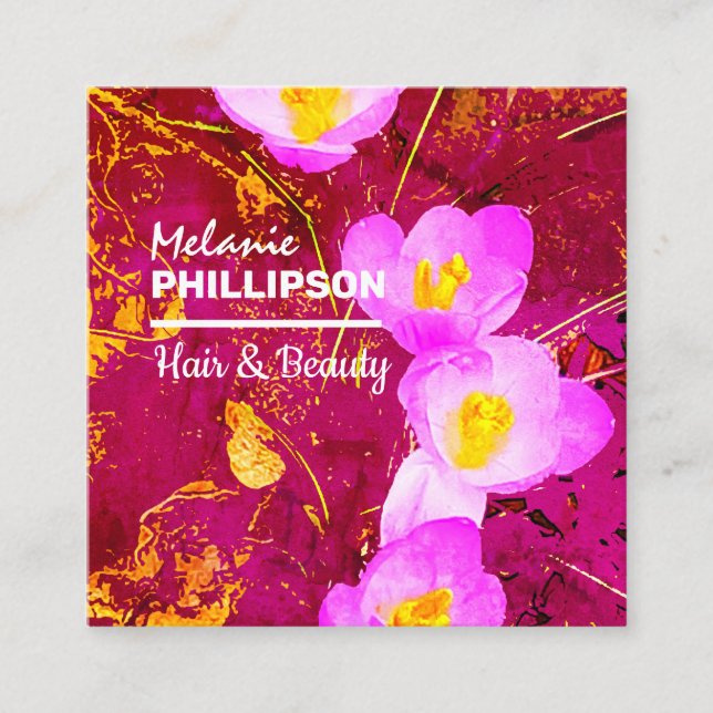 Carte De Visite Carré Gold rose moderne Carré de beauté des cheveux (Devant)