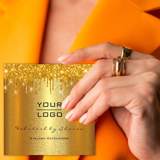 Carte De Visite Carré Gold Spark Maquillage Artiste Planificateur d'évén (Gold Spark Makeup Artist Event Planner Beauty Logo Square Business Card)