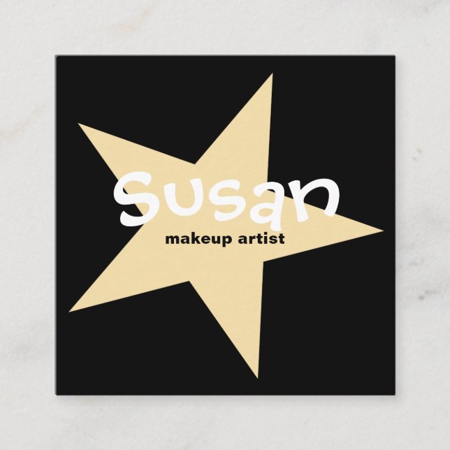 Carte De Visite Carré Gold Star sur Black (Devant)