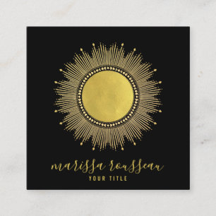 Carte De Visite Carré Gold Sun Faux Foil Mandala Black Jewelry Designer