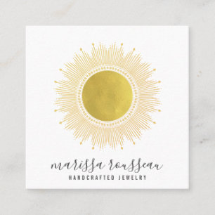 Carte De Visite Carré Gold Sun Faux Foil Mandala Jewelry Designer