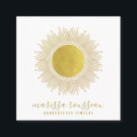Carte De Visite Carré Gold Sun Faux Foil Mandala Jewelry Designer<br><div class="desc">Un élégant carte de visite design de bijoux artisanal avec un mandala solaire en or moderne avec rayons du soleil,  et les phases de la lune,  avec un joli script moderne type signature.</div>