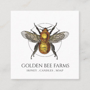Carte De Visite Carré Golden Bee Farms Honey Apiary Beekeeper