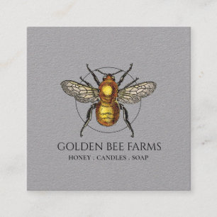 Carte De Visite Carré Golden Bee Farms Produits de miel Kraft