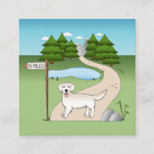 Carte De Visite Carré Golden Retriever Cream Anglais Au Bord D'un Sentie