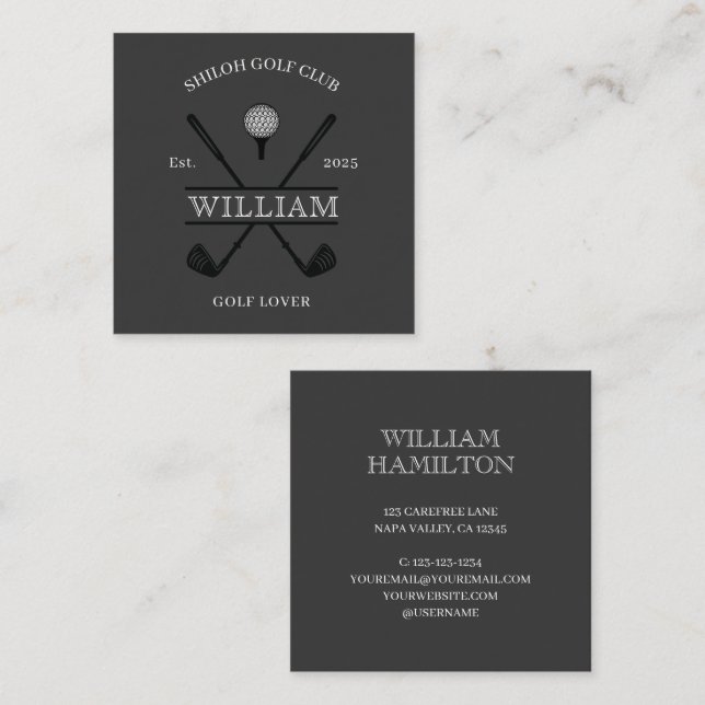 Carte De Visite Carré Golf Lover Cross Club (Devant / Derrière)