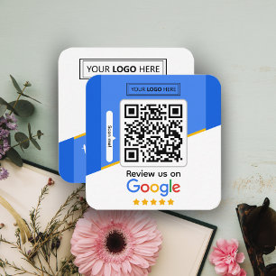 Carte De Visite Carré Google Avis   Business Review Link QR Code
