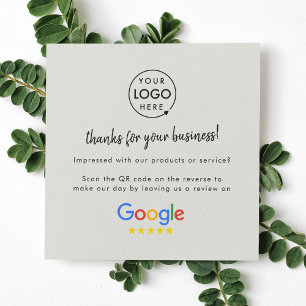 Carte De Visite Carré Google Avis   Business Review Us Grey QR Code