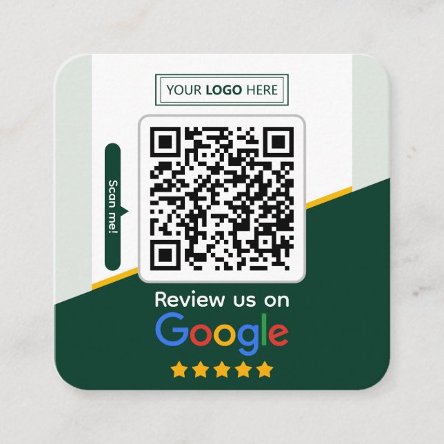 Carte De Visite Carré Google Avis | Code QR de lien de révision d'entrep (Devant)
