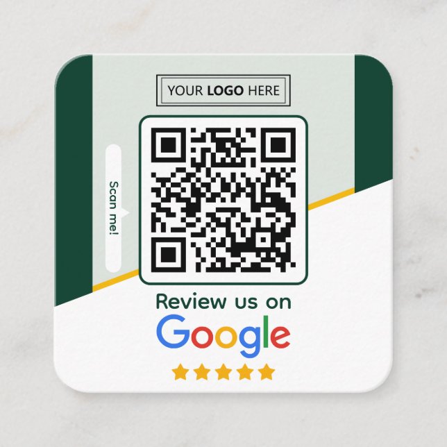 Carte De Visite Carré Google Avis | Code QR de lien de révision d'entrep (Devant)