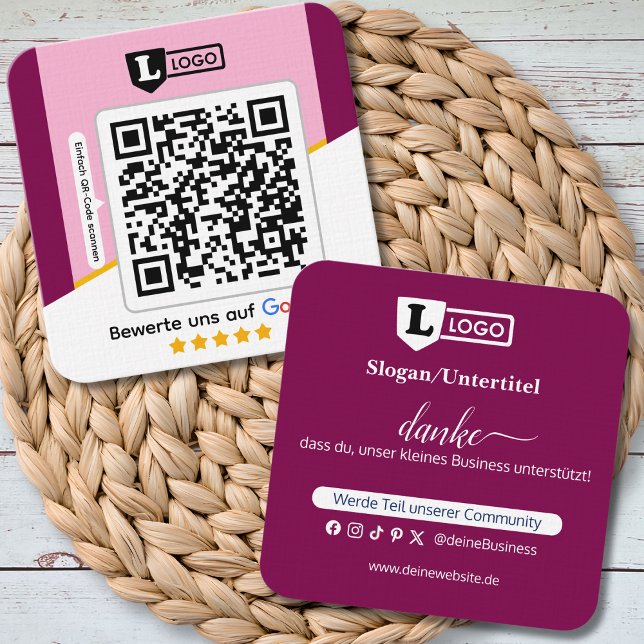 Carte De Visite Carré Google Bewertungskarte mit QR code Business Card  (Google Bewertungskarte)