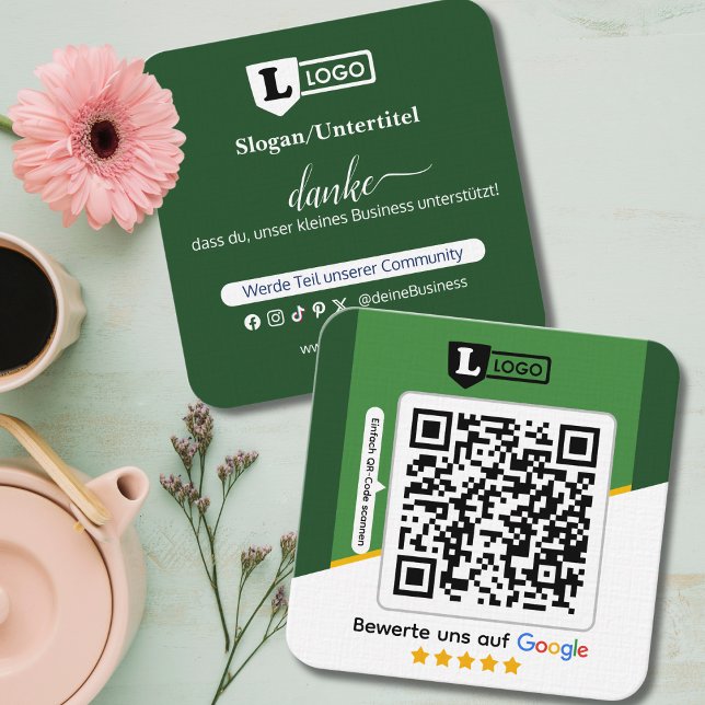 Carte De Visite Carré Google Bewertungskarte mit QR code Business Card  (Google Bewertungskarte)