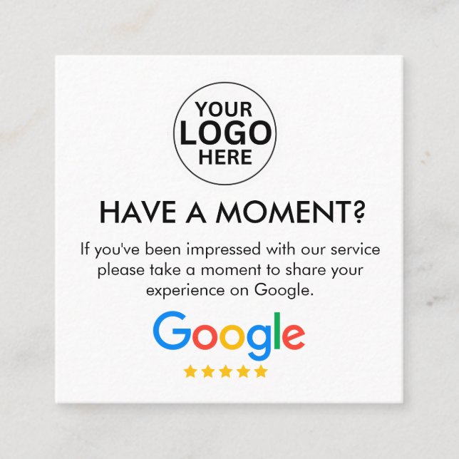 Carte De Visite Carré Google Review With QR Code Link 2023 (Devant)