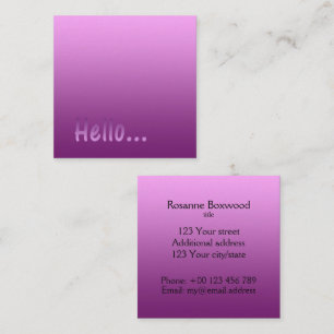 Carte De Visite Carré Gradient une couleur rose Hello avec du texte pers