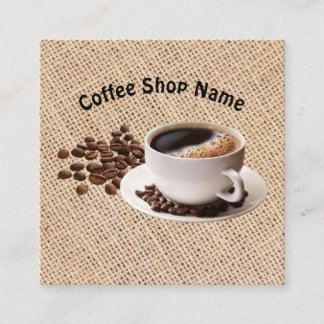 Carte De Visite Carré Grains de café de café de burlap