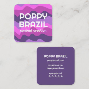 Carte De Visite Carré GRANDE BOLD RETRO Curvy Wavy Stripes violet rose