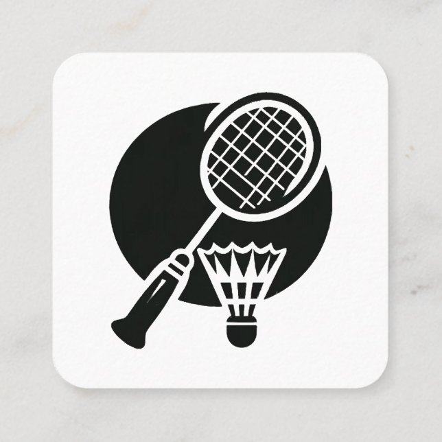 Carte De Visite Carré Graphique de badminton (Dos)