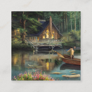 Carte De Visite Carré Graphique de pêche