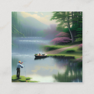 Carte De Visite Carré Graphique de pêche