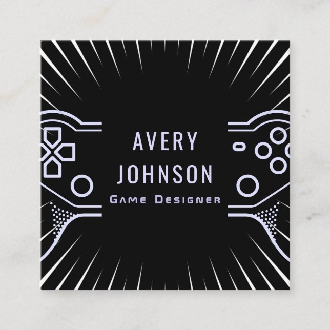 Carte De Visite Carré Gras Artsy Jeux Vidéo Jeu Test Joypad Moderne (Devant)
