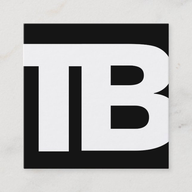 Carte De Visite Carré Gras moderne noir professionnel 2 lettres Monogram (Devant)